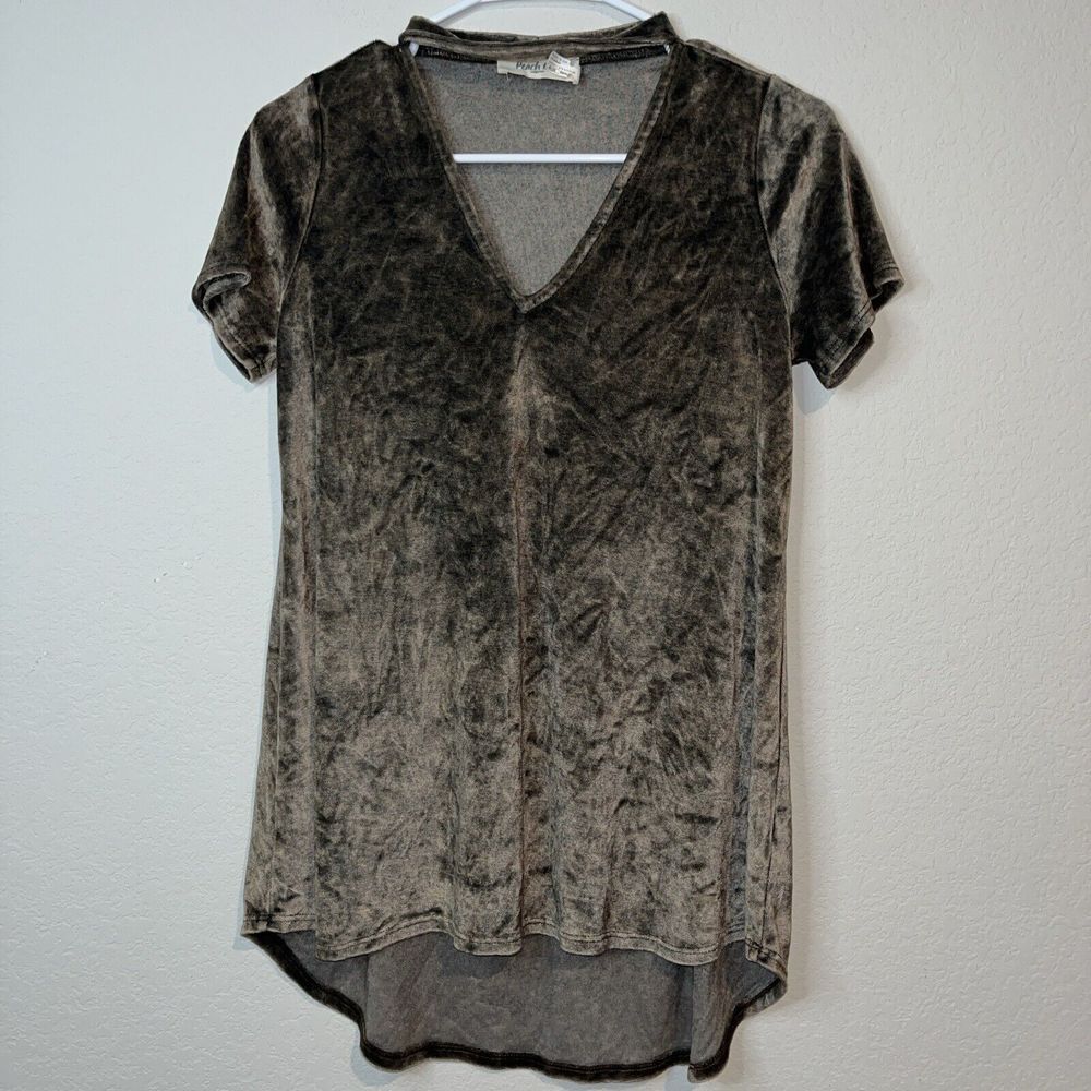 Peach Love California Mock Neck Small Tie dye Velvet Short Sleeve Tunic